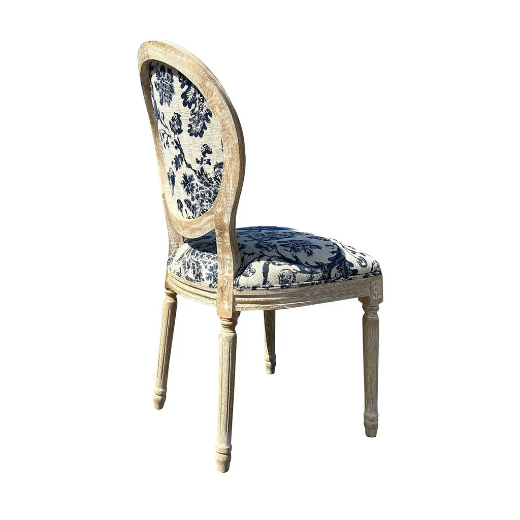 Blue Fowl & Fruit Jacquard Dining Chairs Set/2