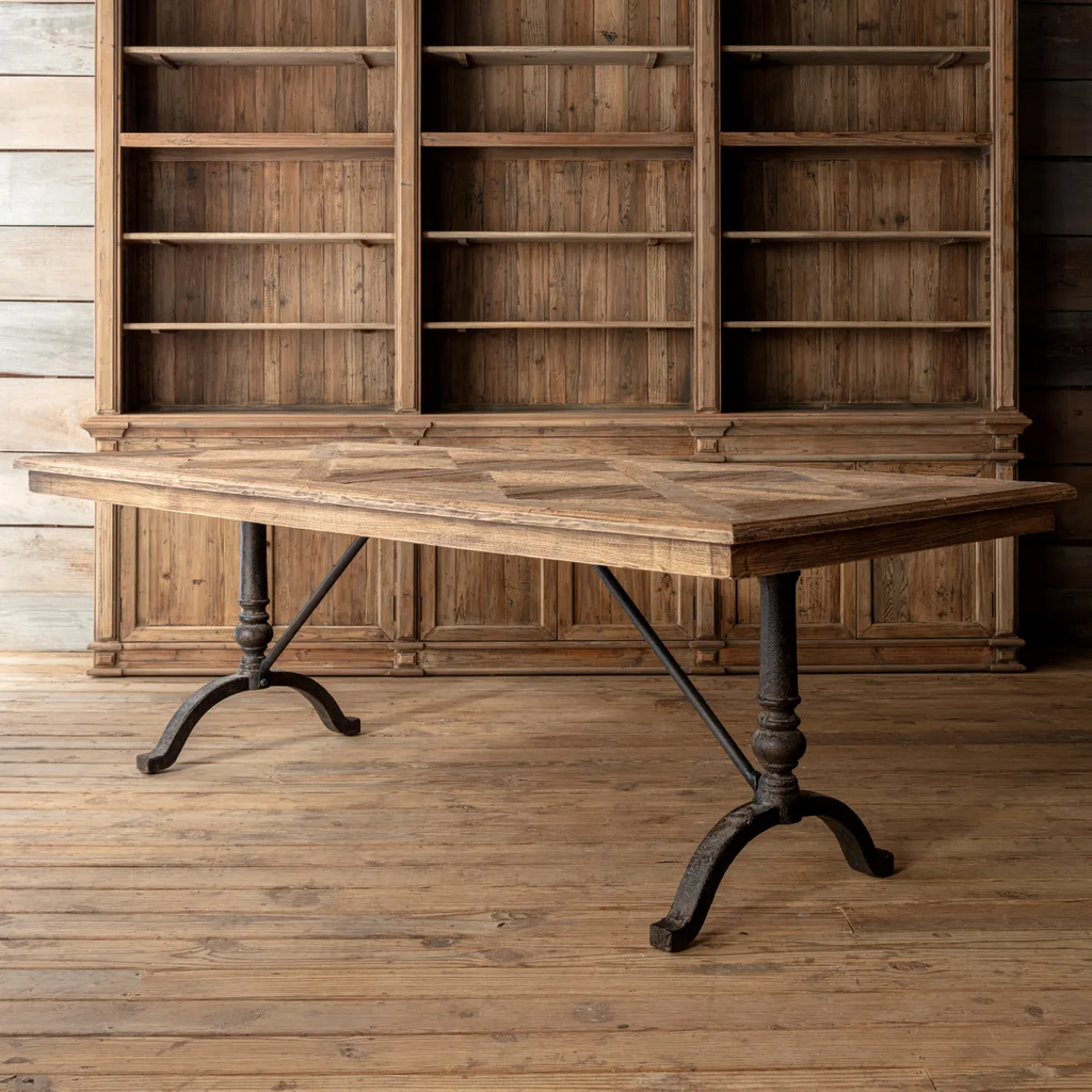 Reclaimed Oak Parquet Top Dining Table