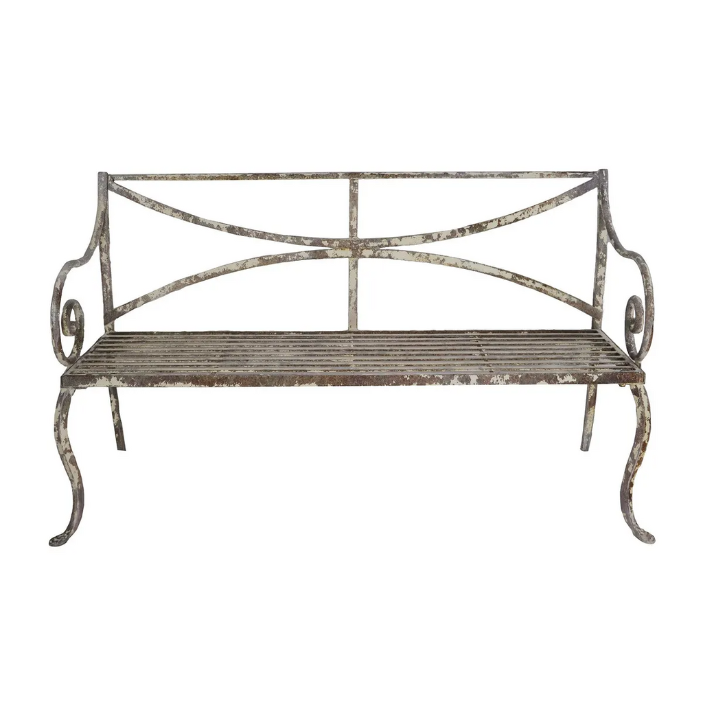 Terrasse Iron Bench Antique White