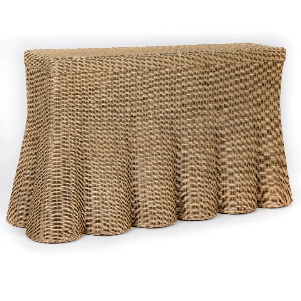 Skirted Rattan Console 48"