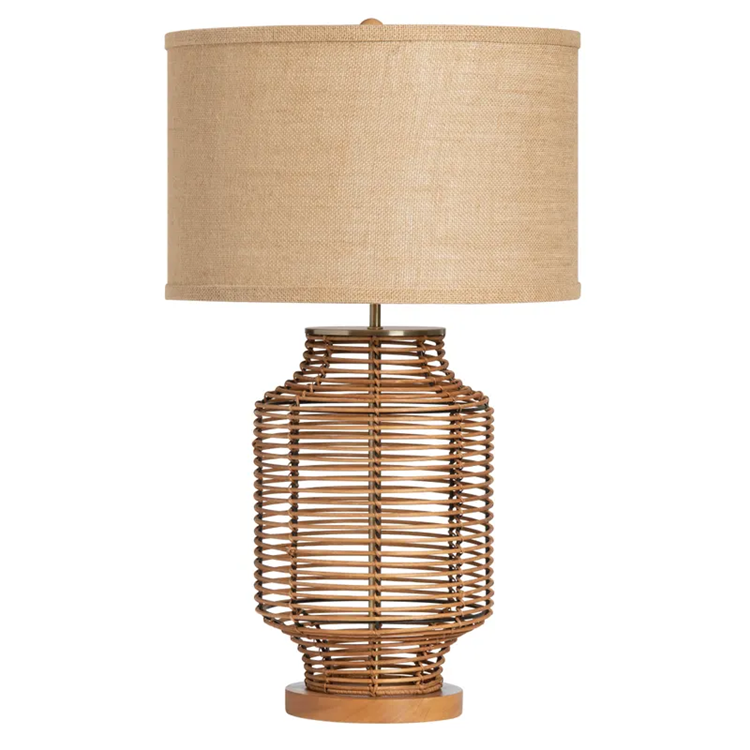 Open Weave Rattan Lamps Set/2