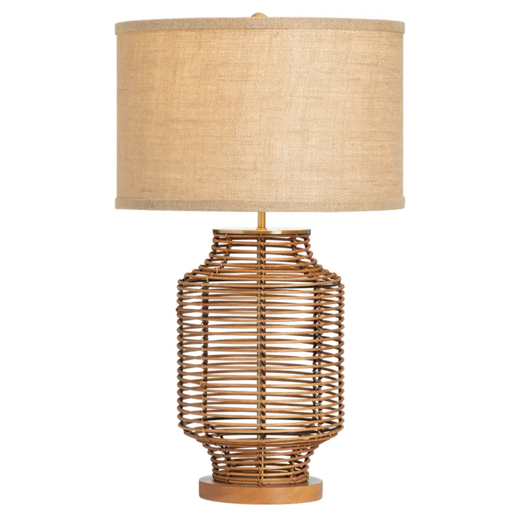 Open Weave Rattan Lamps Set/2