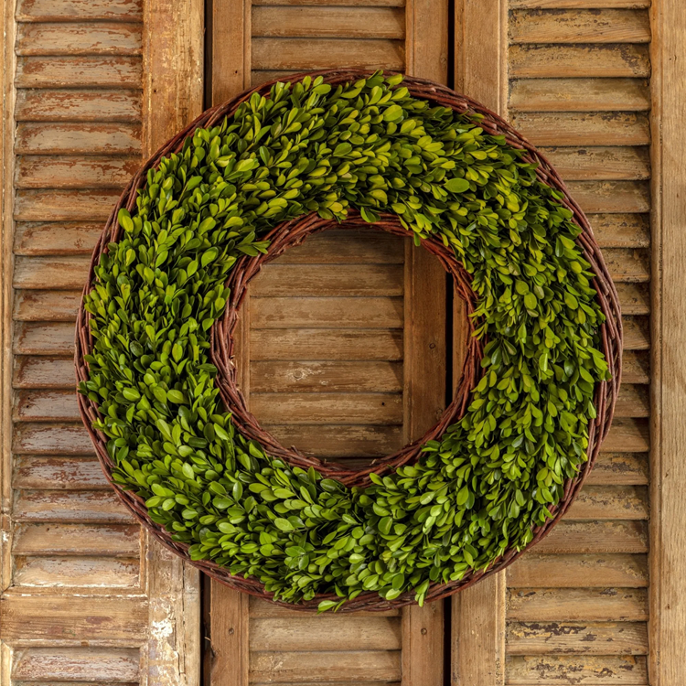 Preserved Boxwood Wreath with Basket