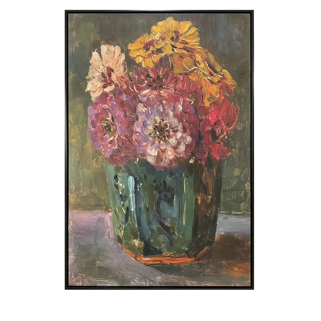 Summer Zinnias Remarque Framed Art