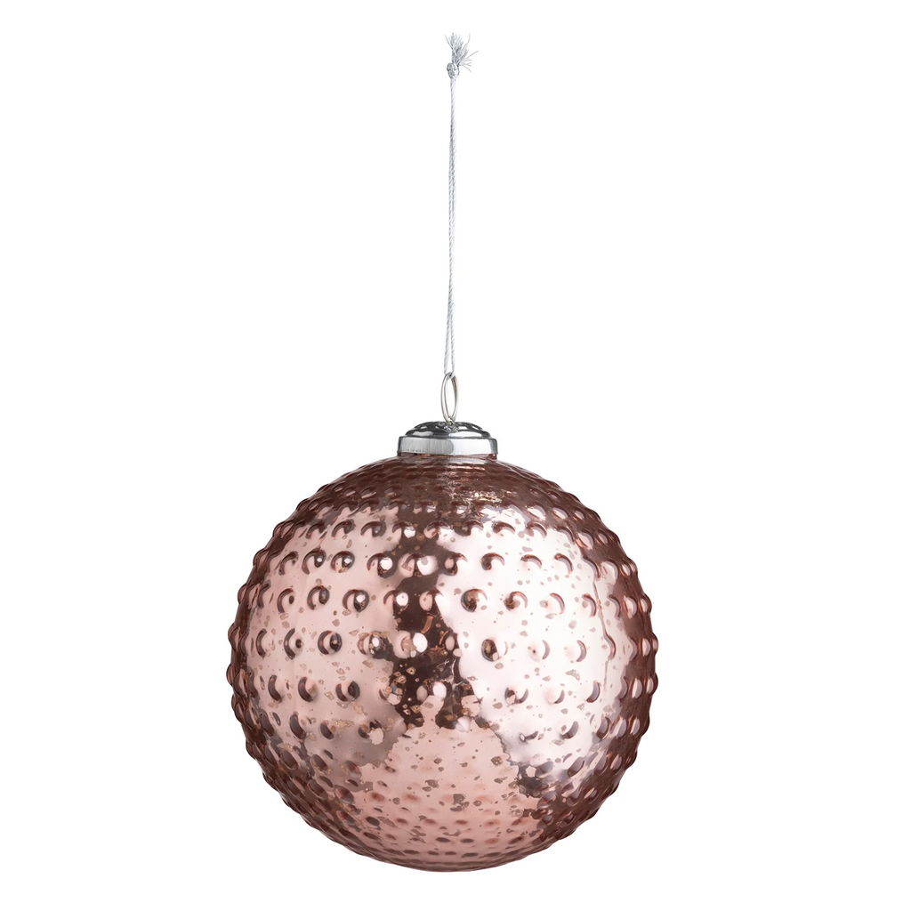 Round Hobnail Rose Mercury Glass 6" Ornaments Set/12