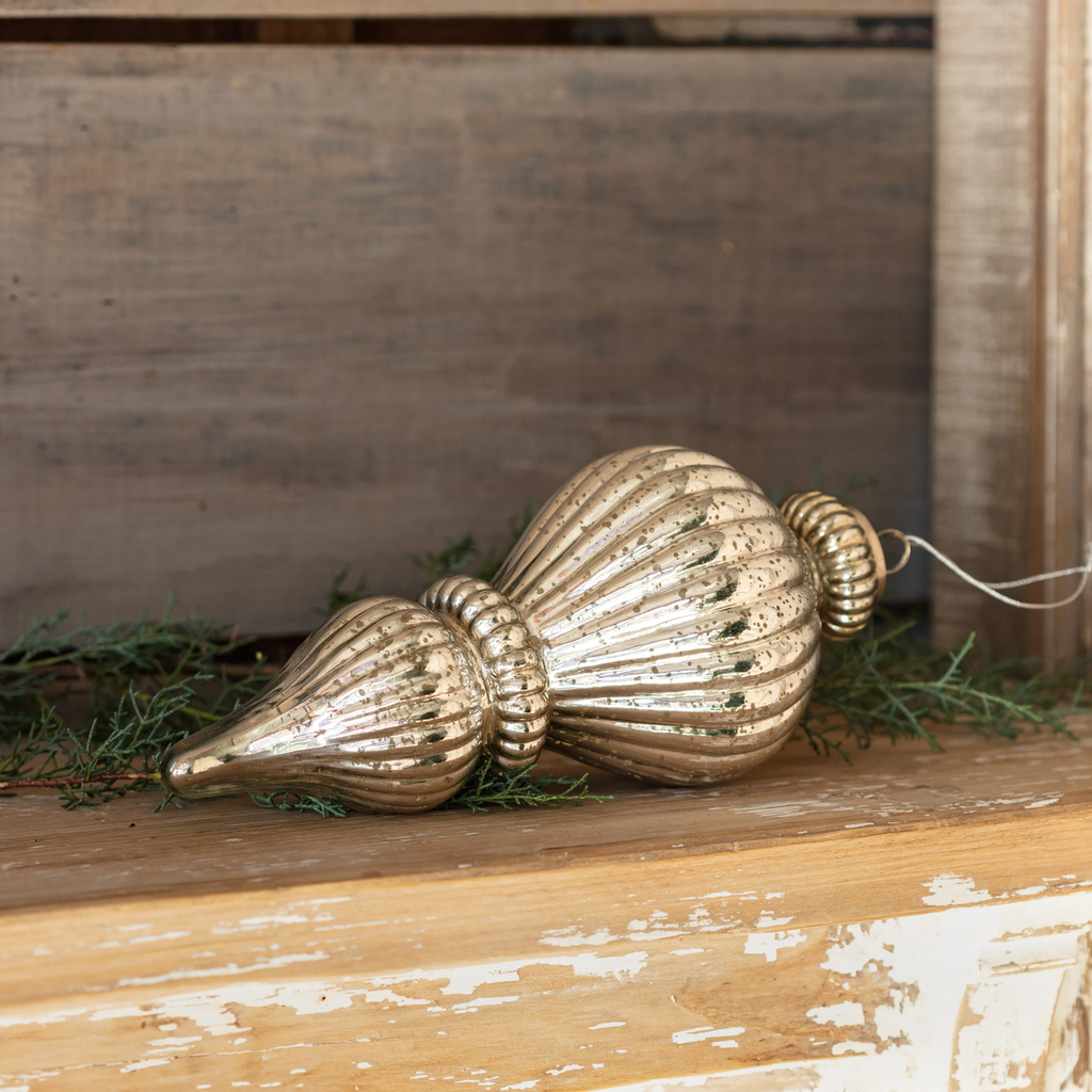 Lantern Antique Mercury Glass 12" Ornaments Set/4