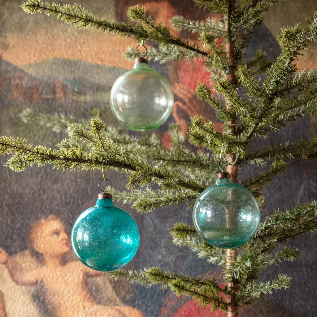 Recycled Blue-Green Glass Ornament Assortment 4"