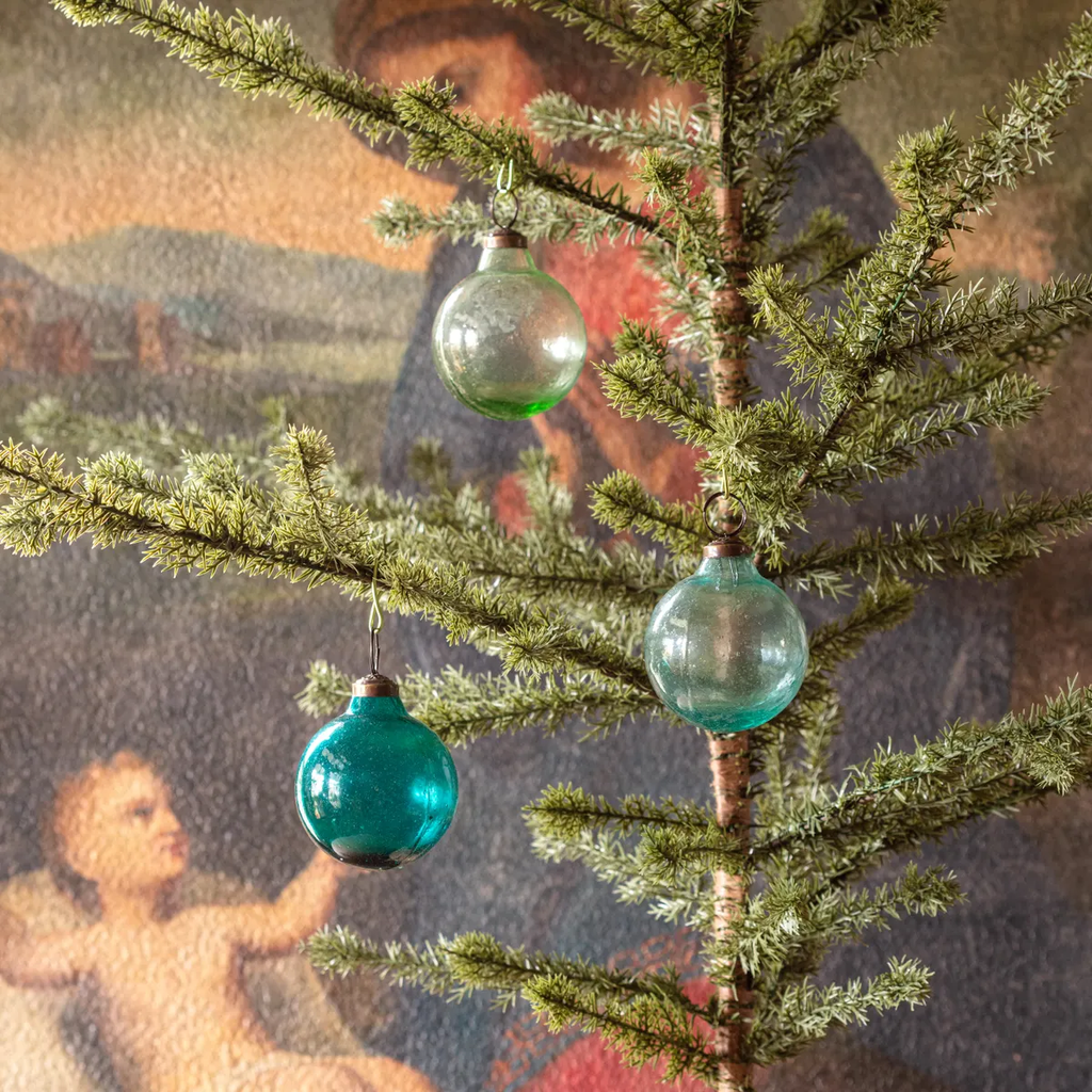Recycled Blue-Green Glass Ornament Assortment 3"