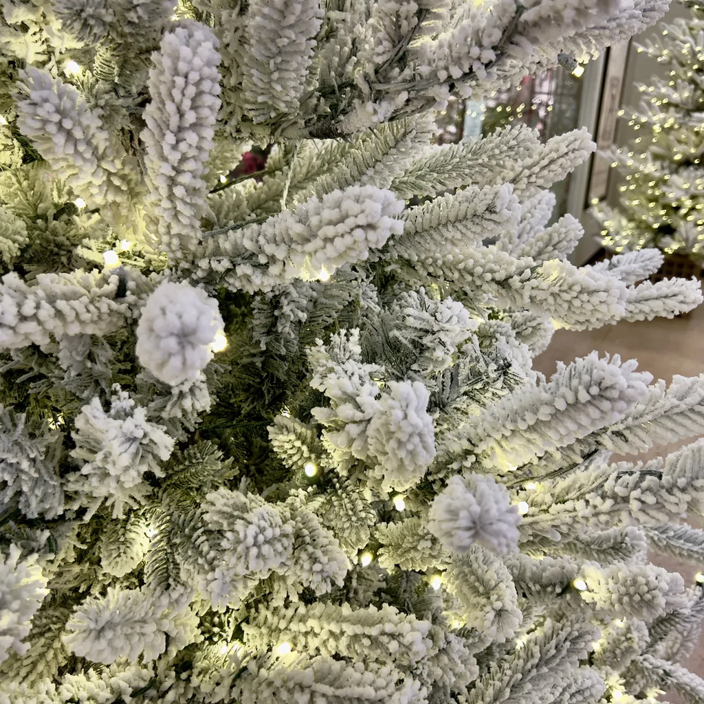 Porch View Home Flocked Balsam Fir Christmas Tree 7.5'