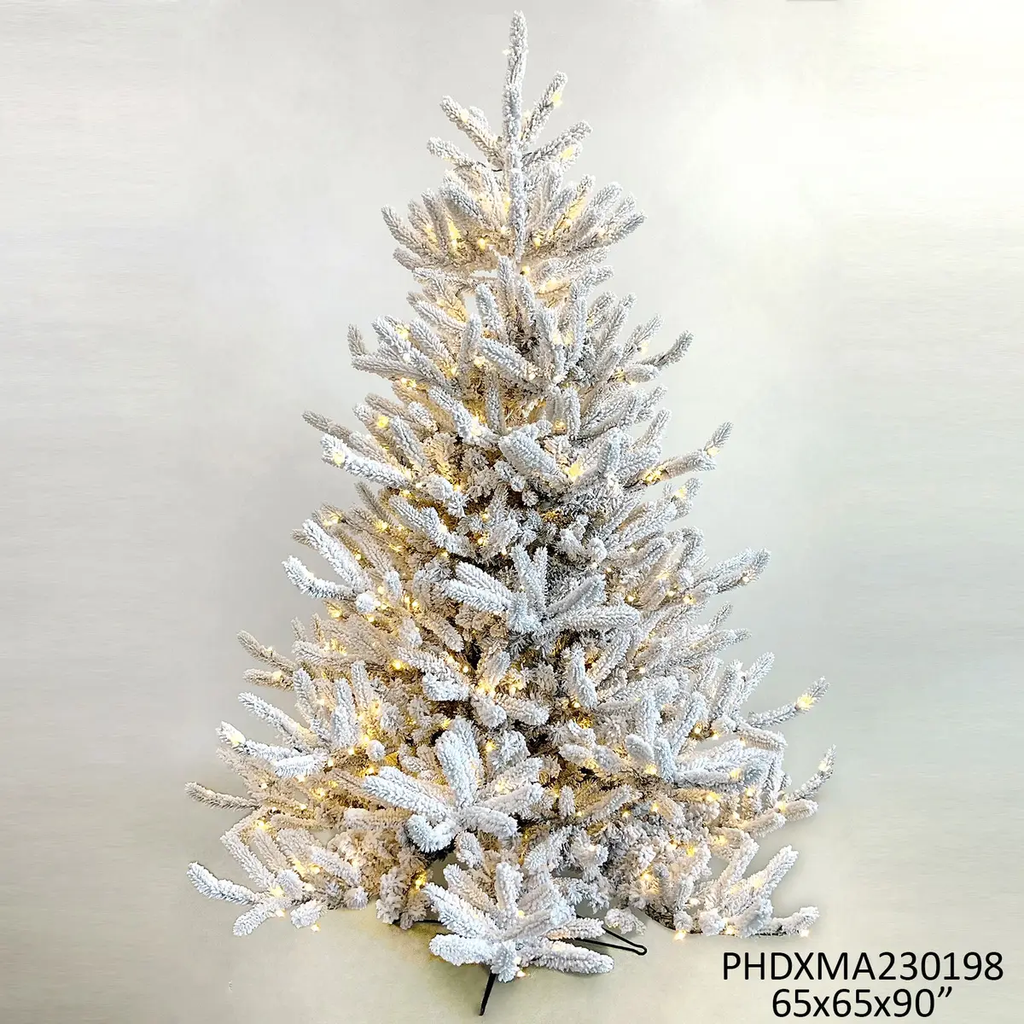 Porch View Home Flocked Balsam Fir Christmas Tree 7.5'