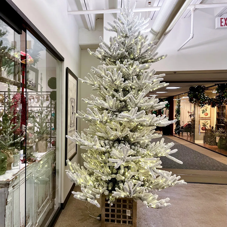 Porch View Home Flocked Balsam Fir Christmas Tree 10'