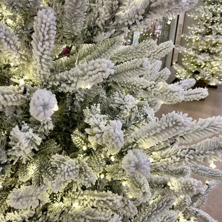 Porch View Home Flocked Balsam Fir Christmas Tree 10'