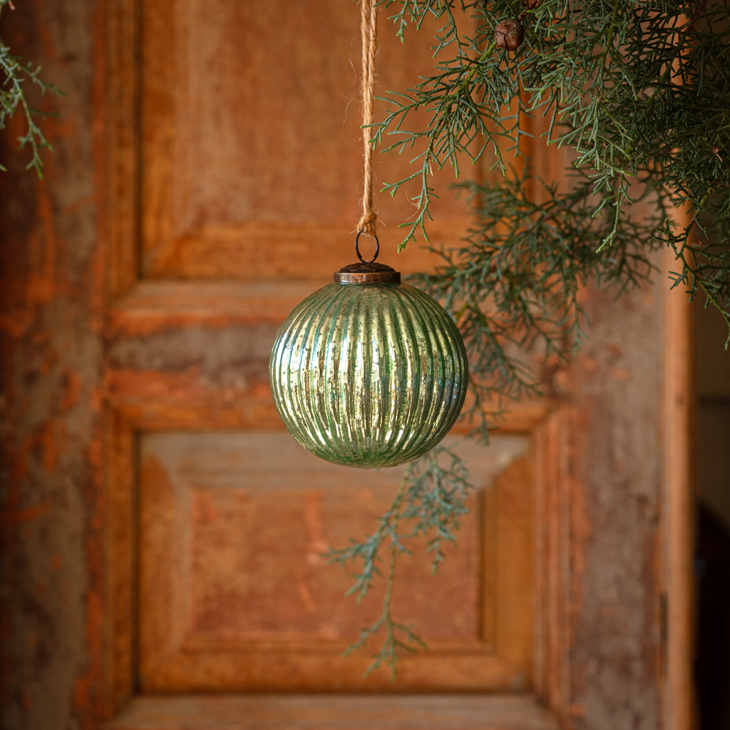 Spruce Mercury Glass 4" Ball Ornaments Set/12