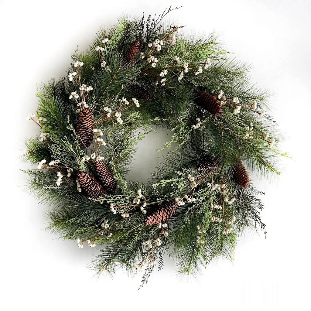 Evergreen Snowberry Wreath 28"