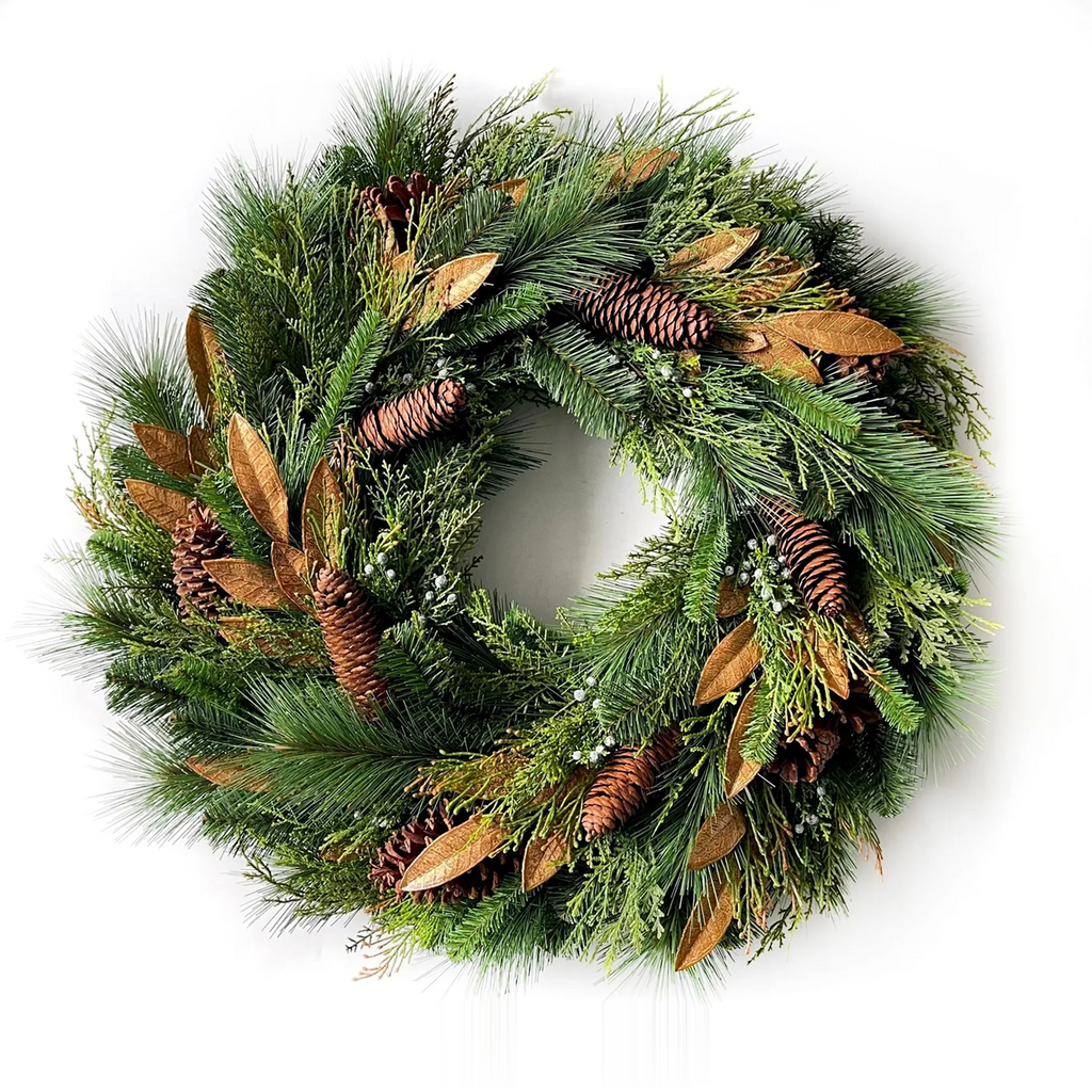 Gilded and Evergreen Wreath 30"