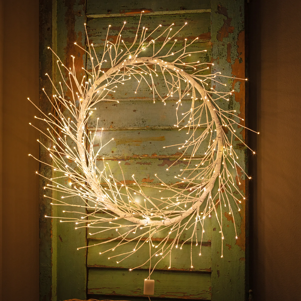 Twinkling Light Winter Birch Wreaths Box/6