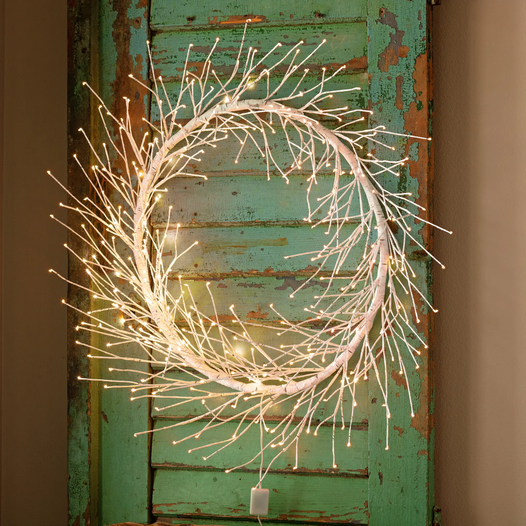 Twinkling Light Winter Birch Wreaths Box/6