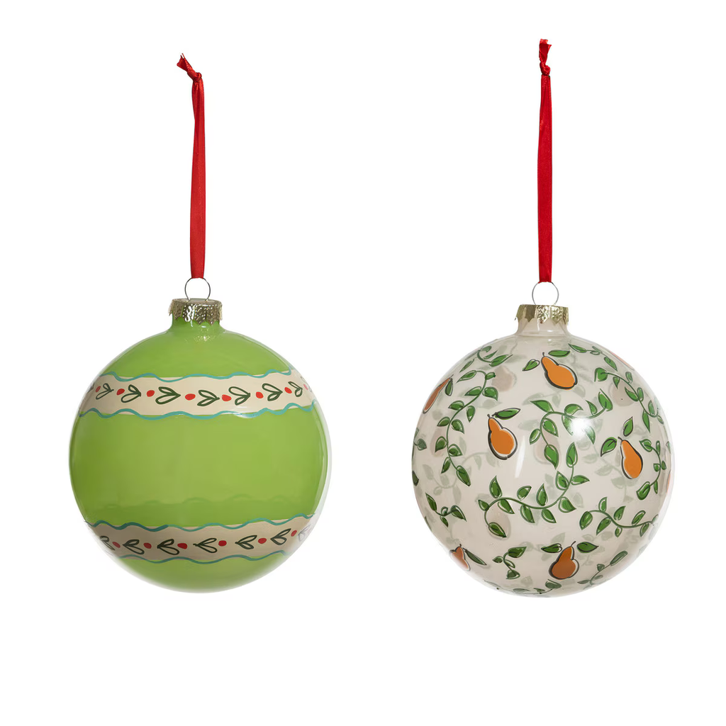 12 Days Pattern Glass Ball Ornaments Set/6
