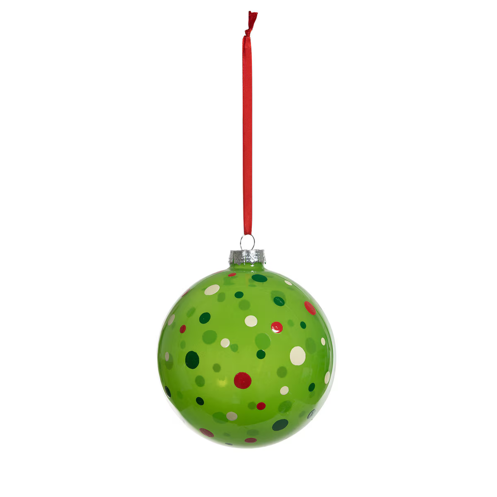 Polka Dot Pattern Glass Ball Ornaments Set/6