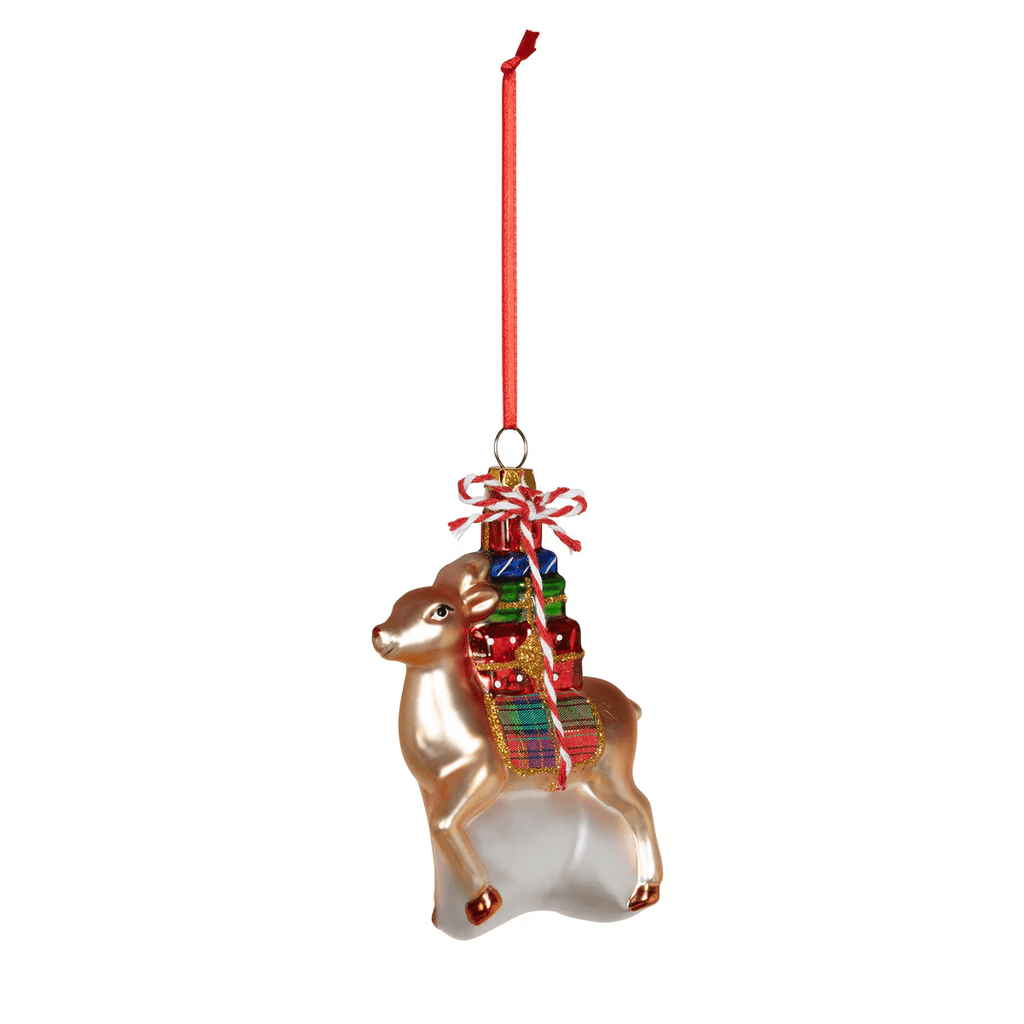 Retro Festive Reindeer Glass Ornaments Set/6