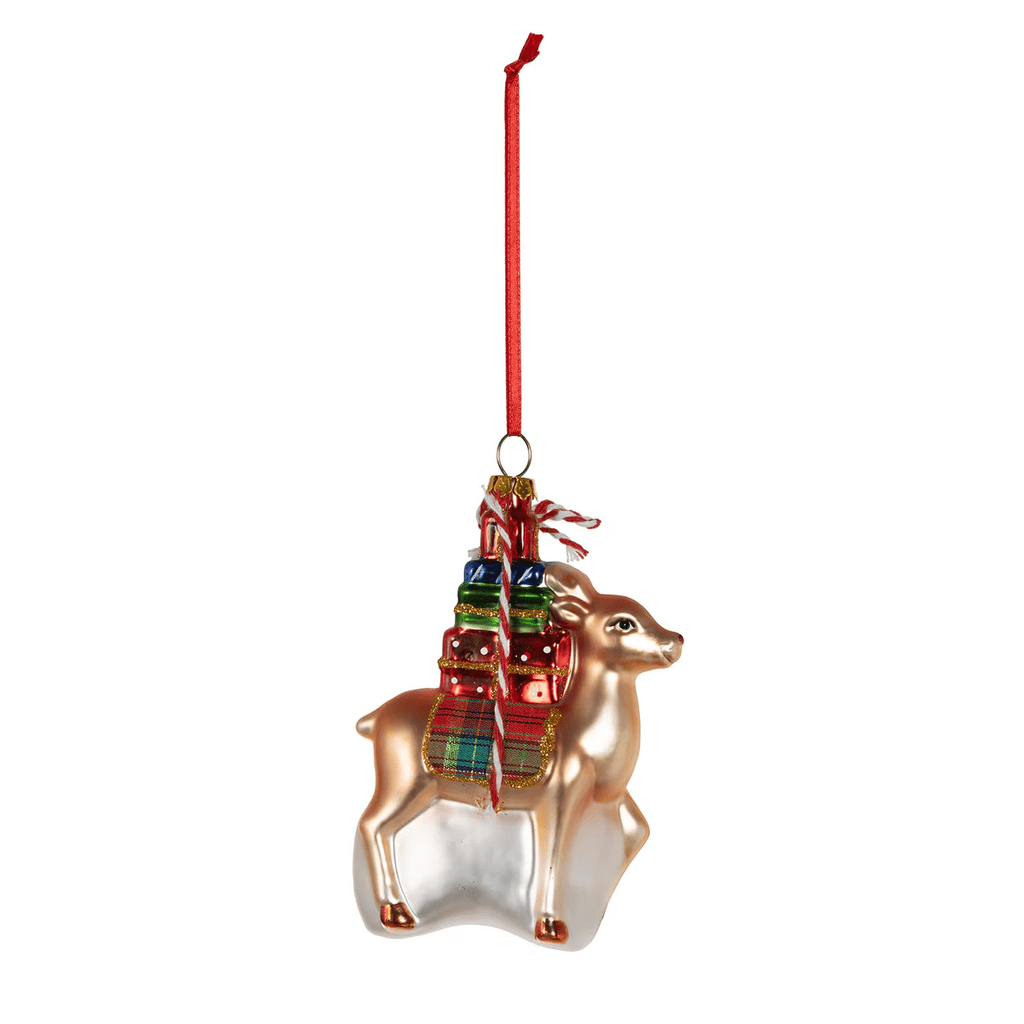 Retro Festive Reindeer Glass Ornaments Set/6
