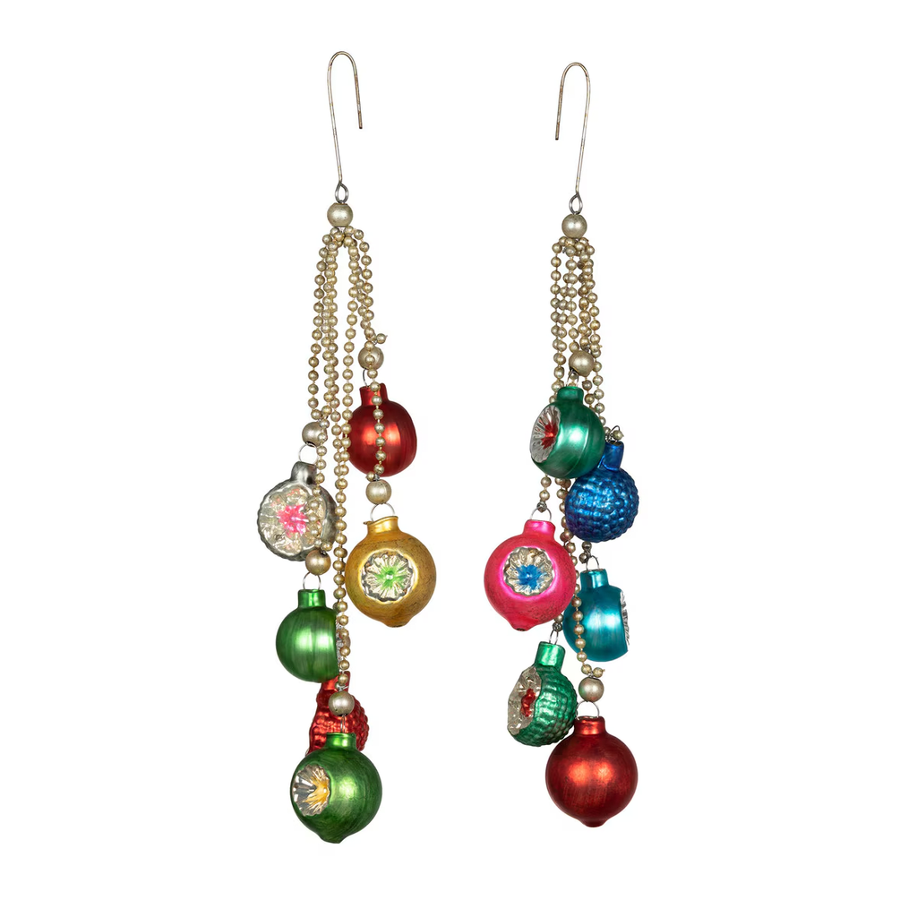 Tinsel and Reflector Ball Bundle Ornaments Set/12