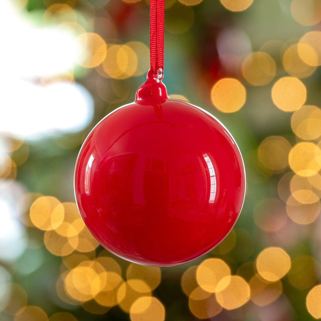 Hand Blown Glass Ball Ornaments Red Set/6