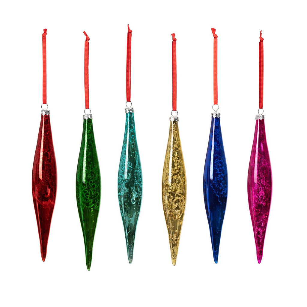 Multi Colored Glass Drop Ornaments Set/24