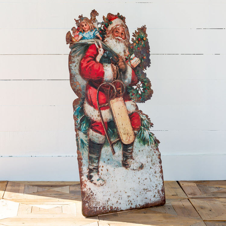 Christmas Eve Santa with Pack Metal Yard Decoration