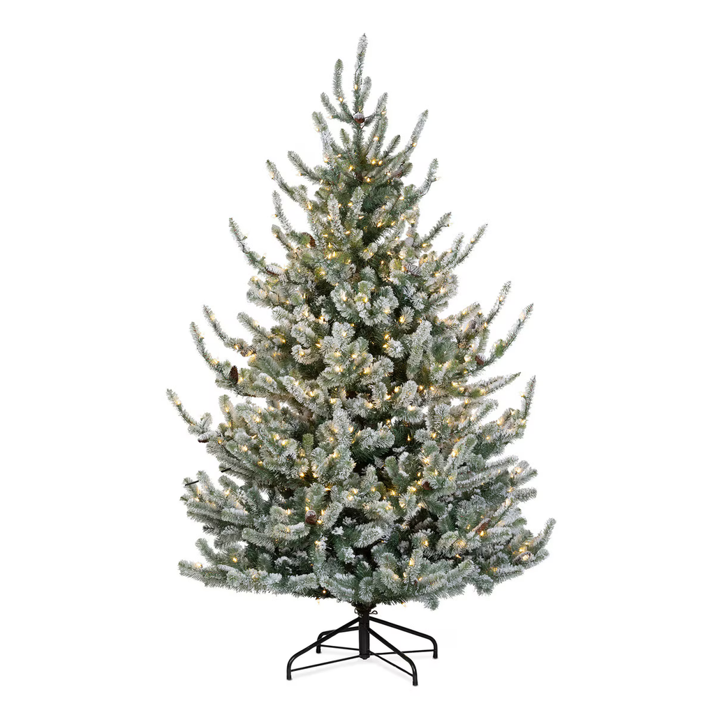 Park Hill Flocked Blue Spruce Christmas Tree 7.5'