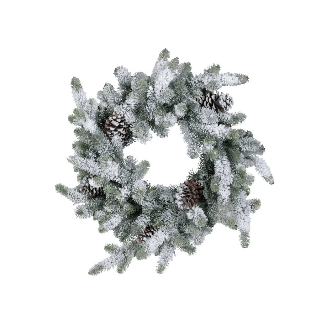 Flocked Blue Spruce Wreath with LED Lights Large