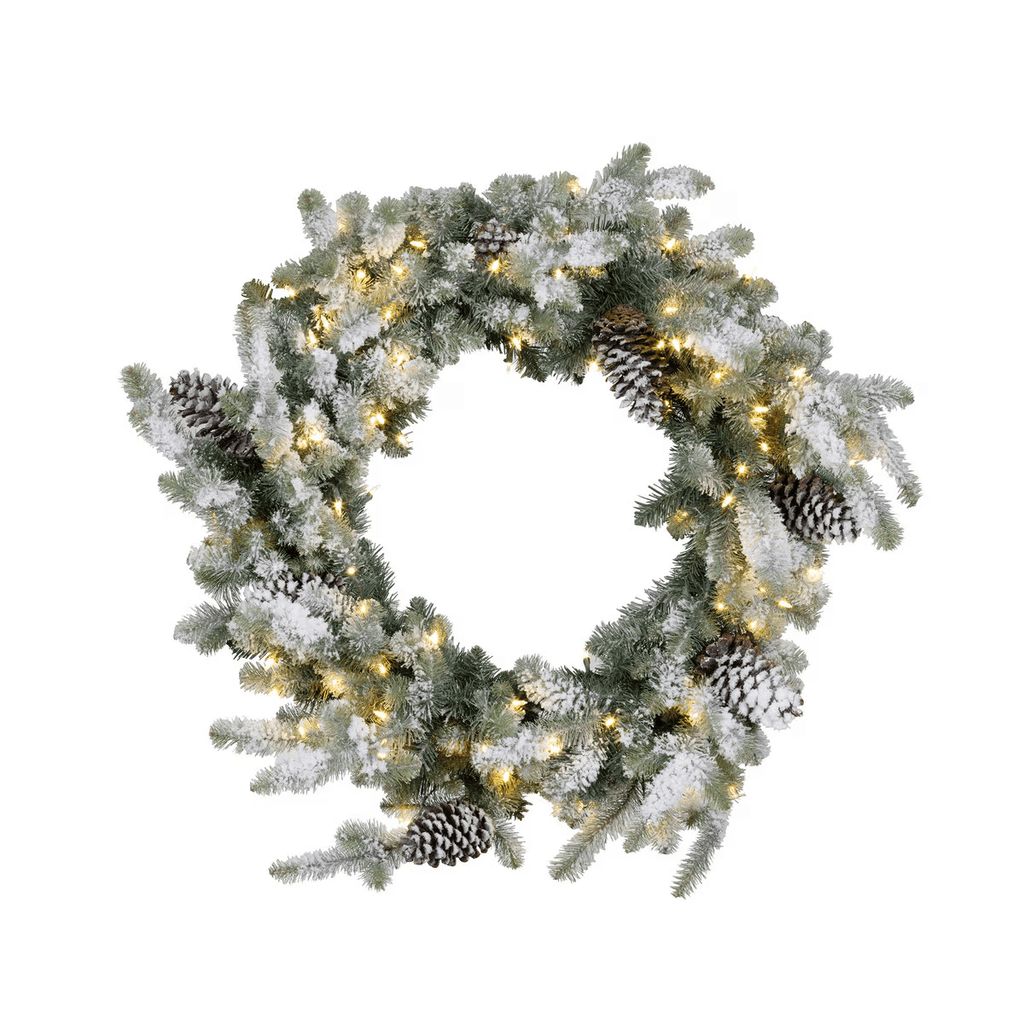 Flocked Blue Spruce Wreath with LED Lights Extra-Large
