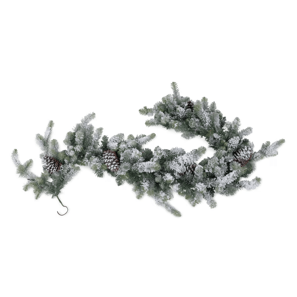 Flocked Blue Spruce Garland with LED Lights