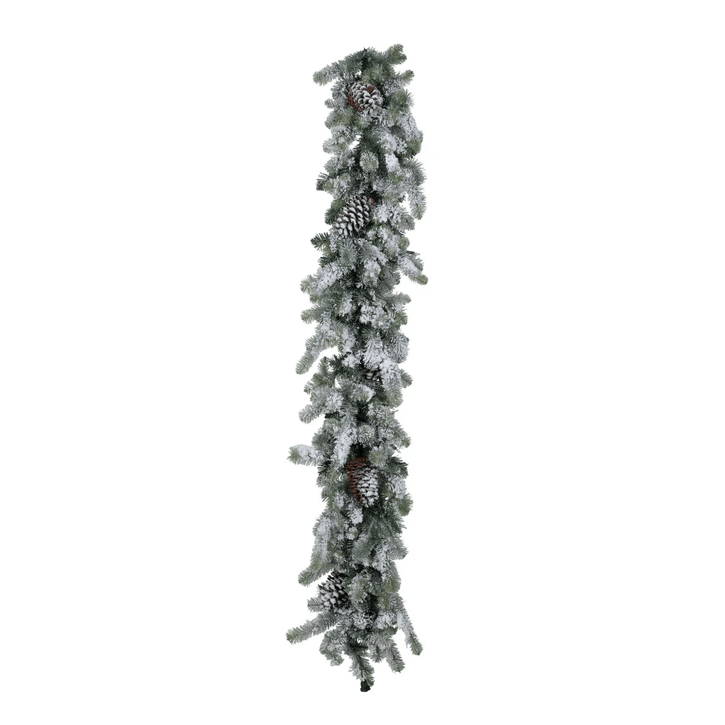 Flocked Blue Spruce Garland with LED Lights