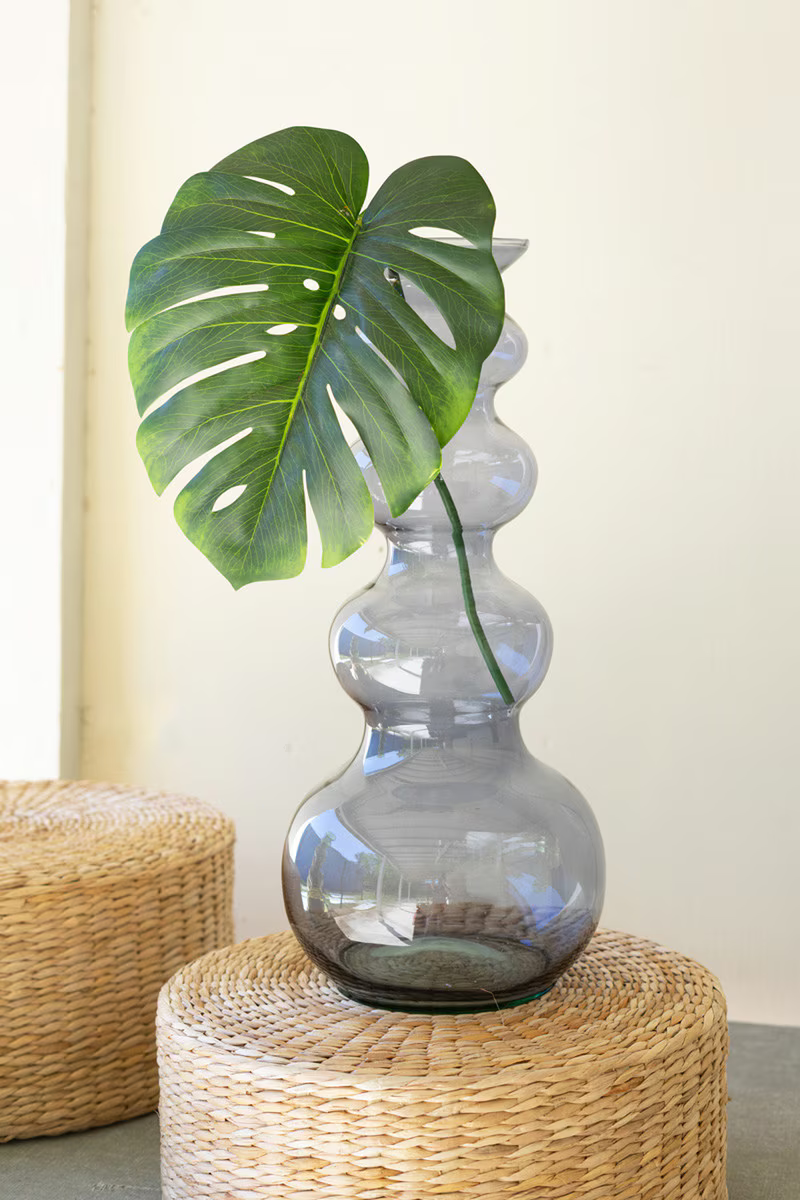 Kalalou Large Glass Bubble Vase Blue