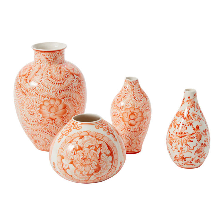 Eleanor Chinoiserie Budvase Coral 7"