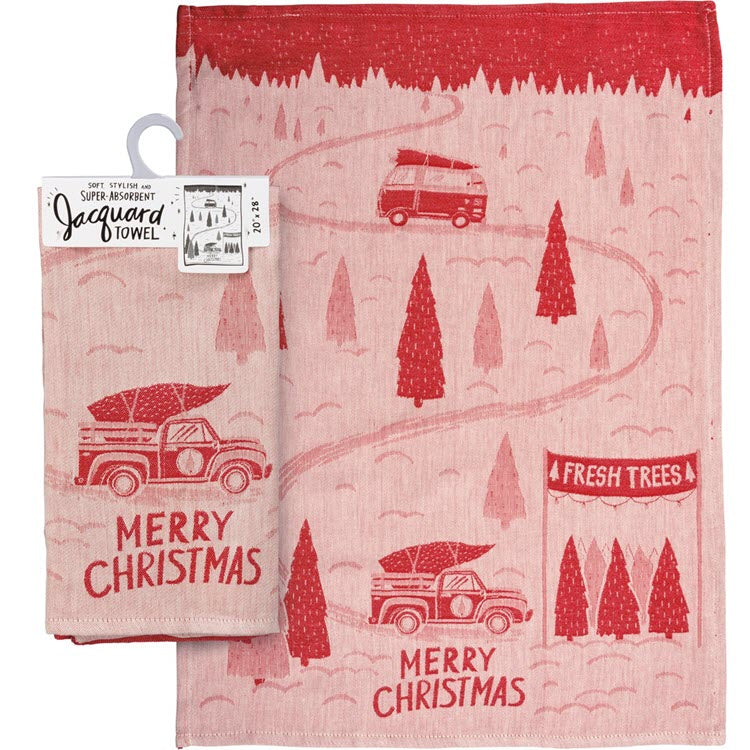 Truck & Tree Merry Christmas Jacquard Kitchen Towel