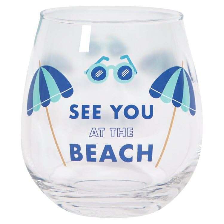 See You At The Beach Wine Glass