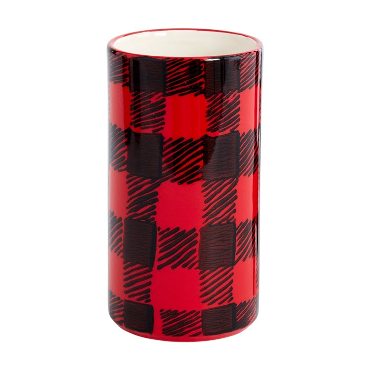 Buffalo Plaid Ceramic Vase