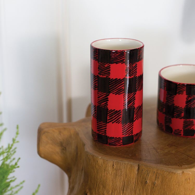 Buffalo Plaid Ceramic Vase