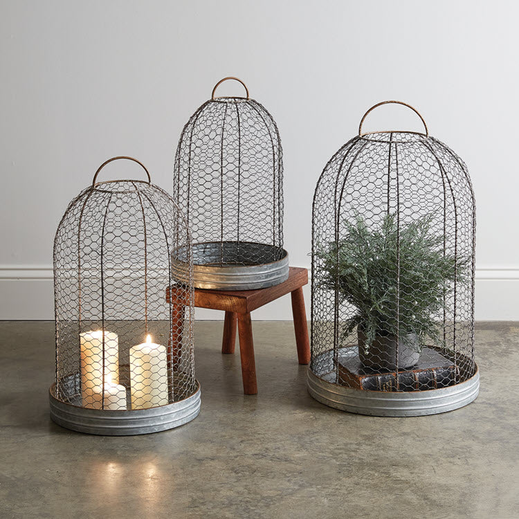 Wire Mesh Cloches with Bases Set/3