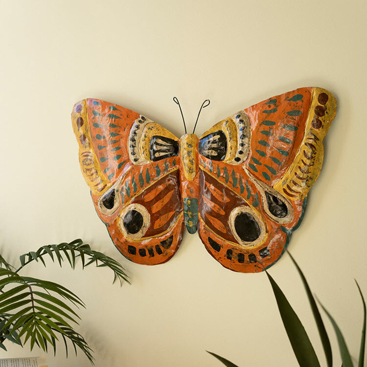 Painted Metal Butterfly Wall Art