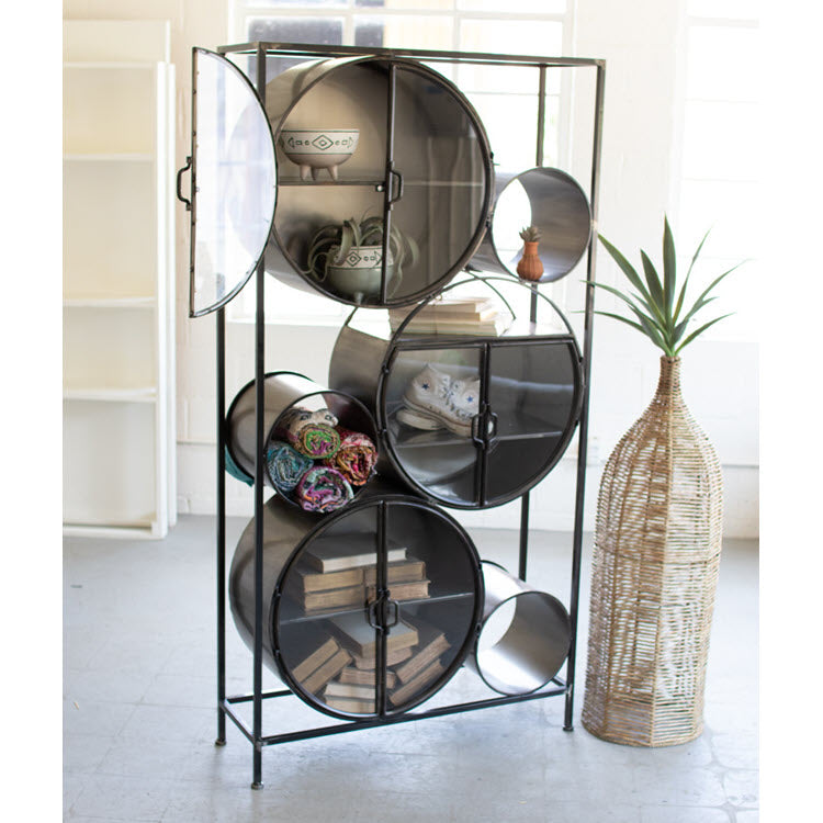 Iron and Glass Circles Shelving Unit