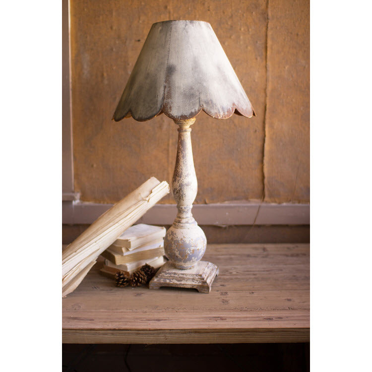 Table Lamp with Rustic Scalloped Metal Shade