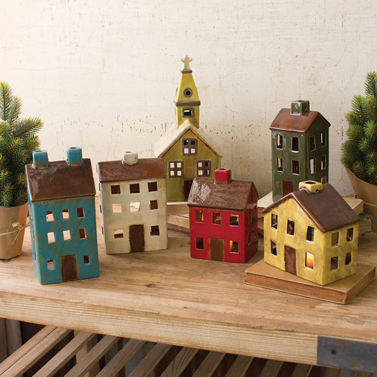 Colorful Ceramic Village Set/6