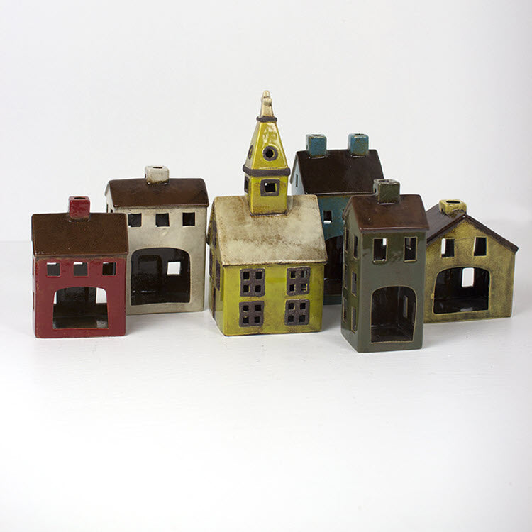 Colorful Ceramic Village Set/6