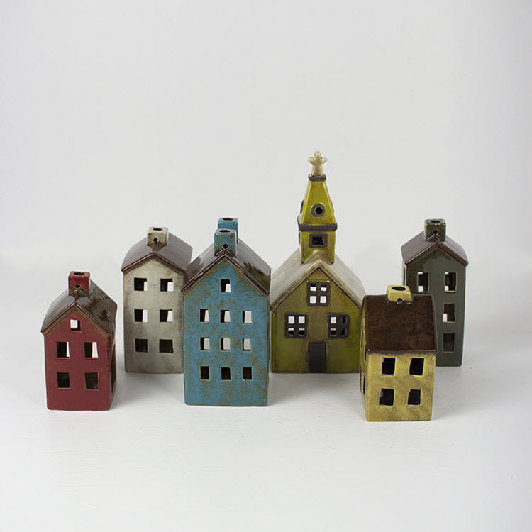 Colorful Ceramic Village Set/6