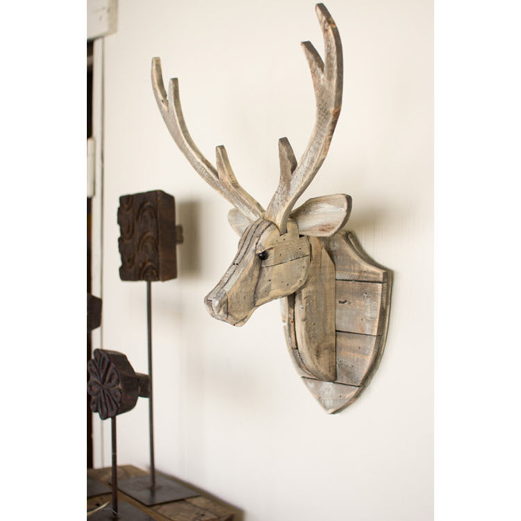 Recycled Wood Deer Head Wall Hanging