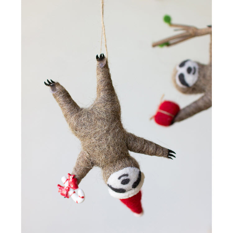Felt Christmas Sloth Ornaments Set/3
