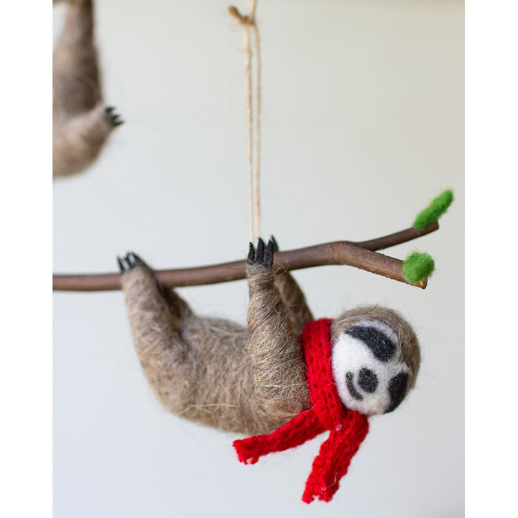 Felt Christmas Sloth Ornaments Set/3